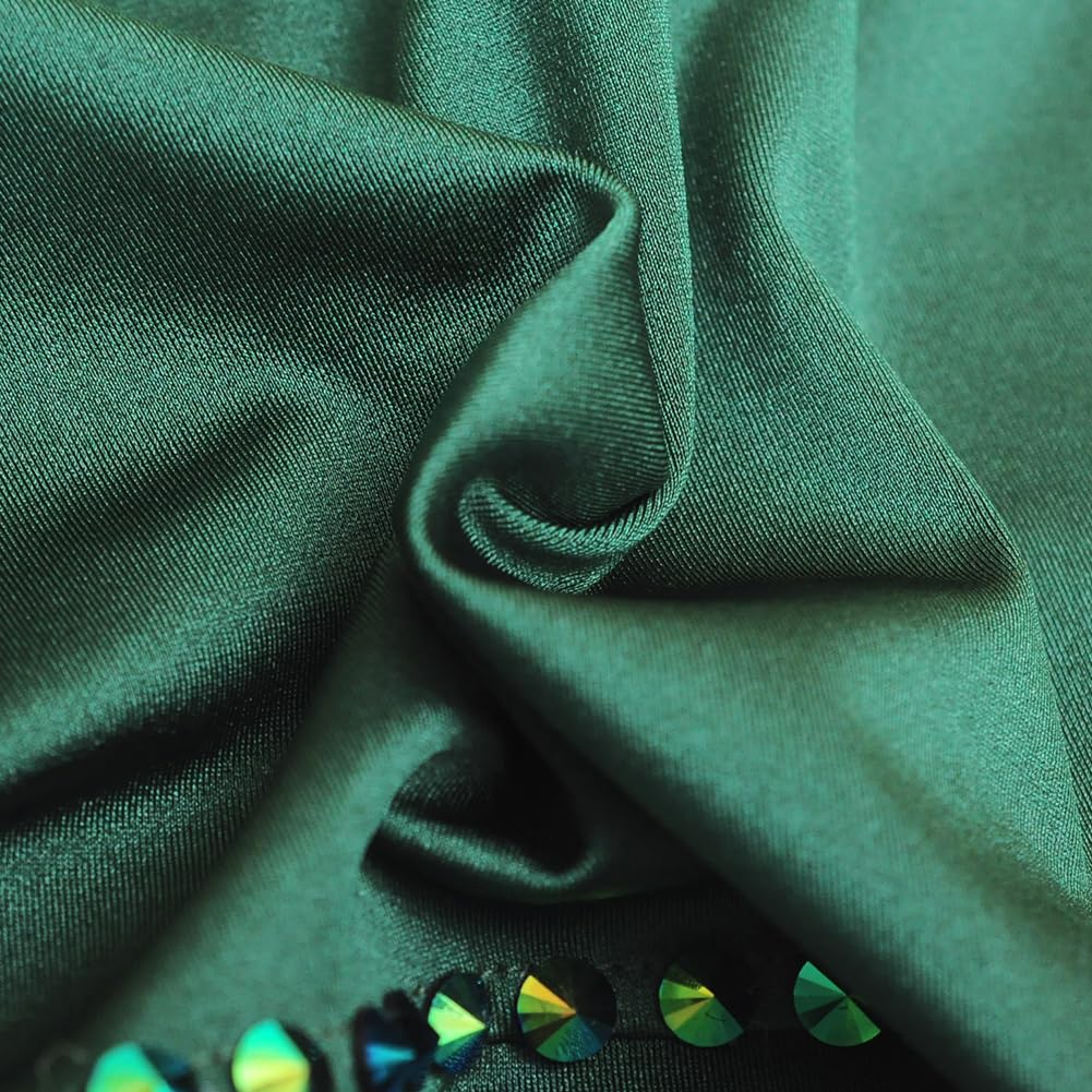 ROYAL SMEELA Vestido Baile Latino Flecos Vestidos Salsa Baile Mujer Vestido de Baile Latino Diamante Vestido de Rumba Samba Traje Tango Adulto Vestido Danza latinao Vestido para Bailar Salsa Verde