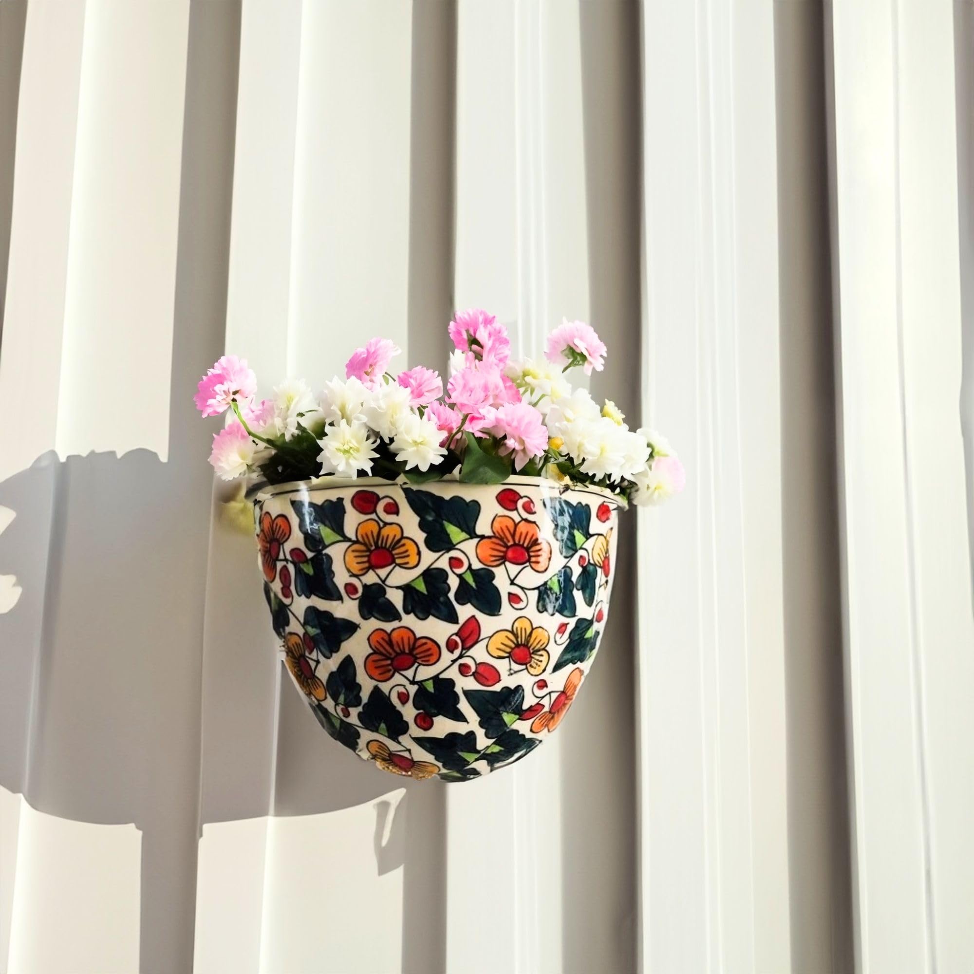 JASMEY HOMES Mumtaz Modern Ceramic Wall Pot with Drainage Hole for Long Life of Plants - 300 ml | Orange (B09SZ7HB3S) Amazon Price History, Amazon Price Tracker