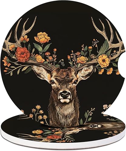 Miniatura 18 de Paquete de 2 posavasos para automóvil, posavasos abstractos de cerámica absorbente de bosque de montaña, posavasos para portavasos de automóvil,