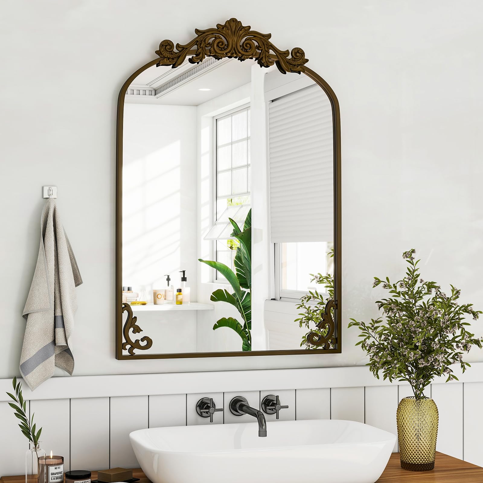 Amazon.com: Vintage Arched Bathroom Mirror -Baroque Home Decor, Elegant ...