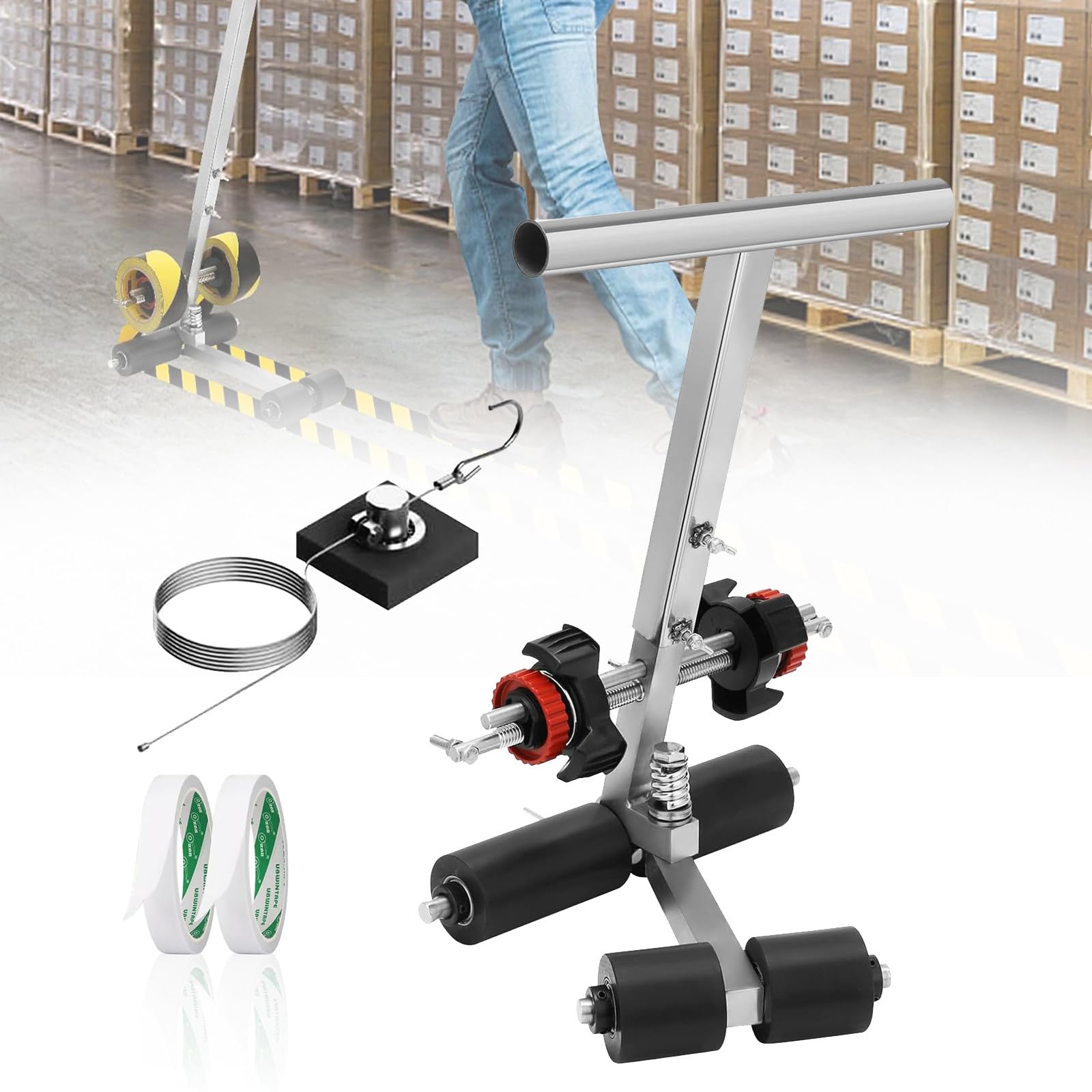 asdchZen Manual Floor Tape Applicator With Circle Drawing Machine For Basketball Courts, Road Warning, And Parking Space Marking,