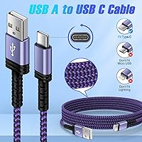 Vista 2 de Cable de carga Android tipo C, cable de carga rápida, cable de carga USB C de 3/6/10 pies para Samsung Galaxy Z Fold 7 6 5 Flip 7 6 5 A17 A15 A16