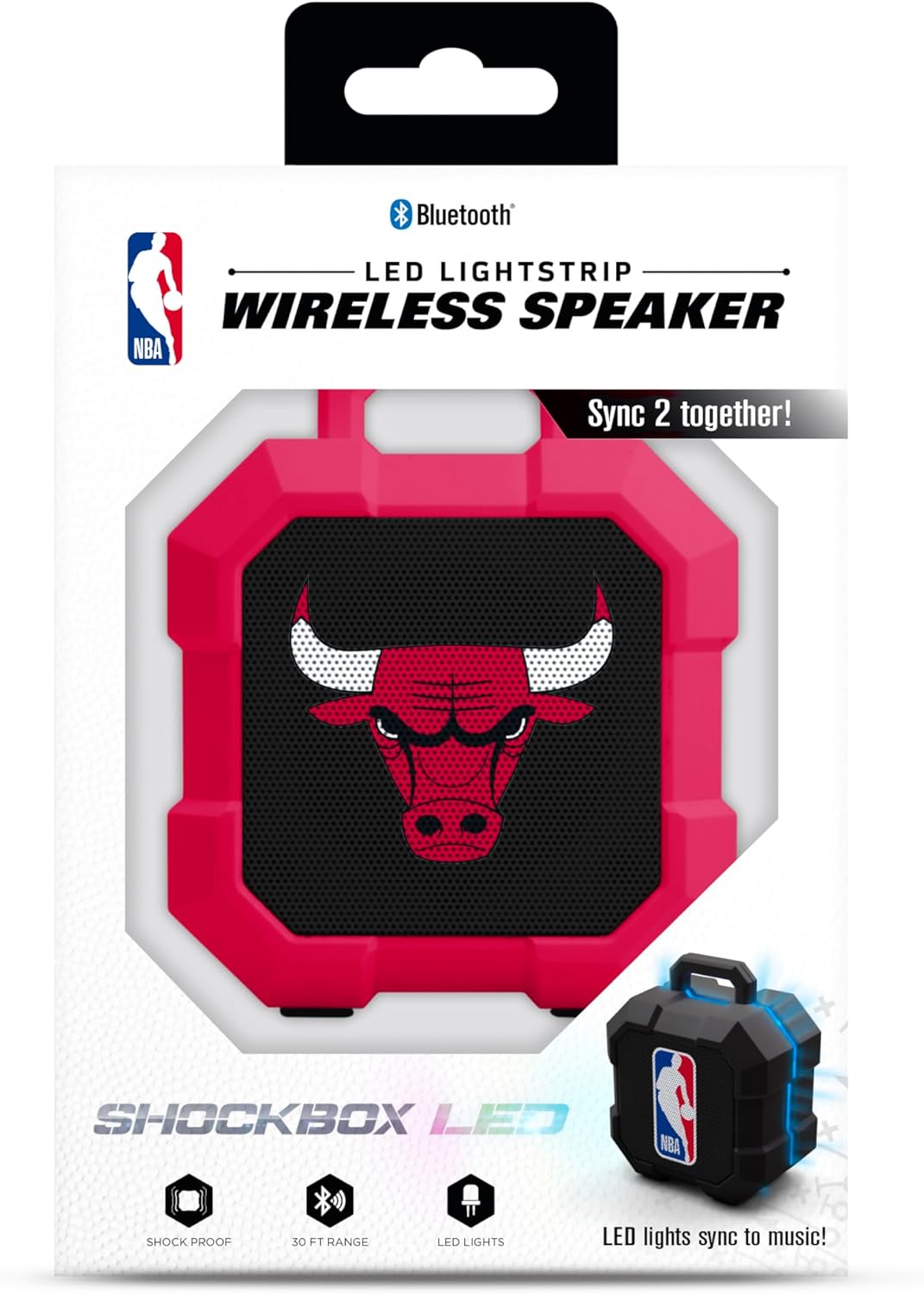 SOAR NBA Shockbox LED Wireless Bluetooth Speaker - Water Resistant IPX4, 5.0 Bluetooth with Over 5 Hours of Play Time - Small Portable Speaker - Officially Licensed NBA, Perfect Home & Outdoor Speaker