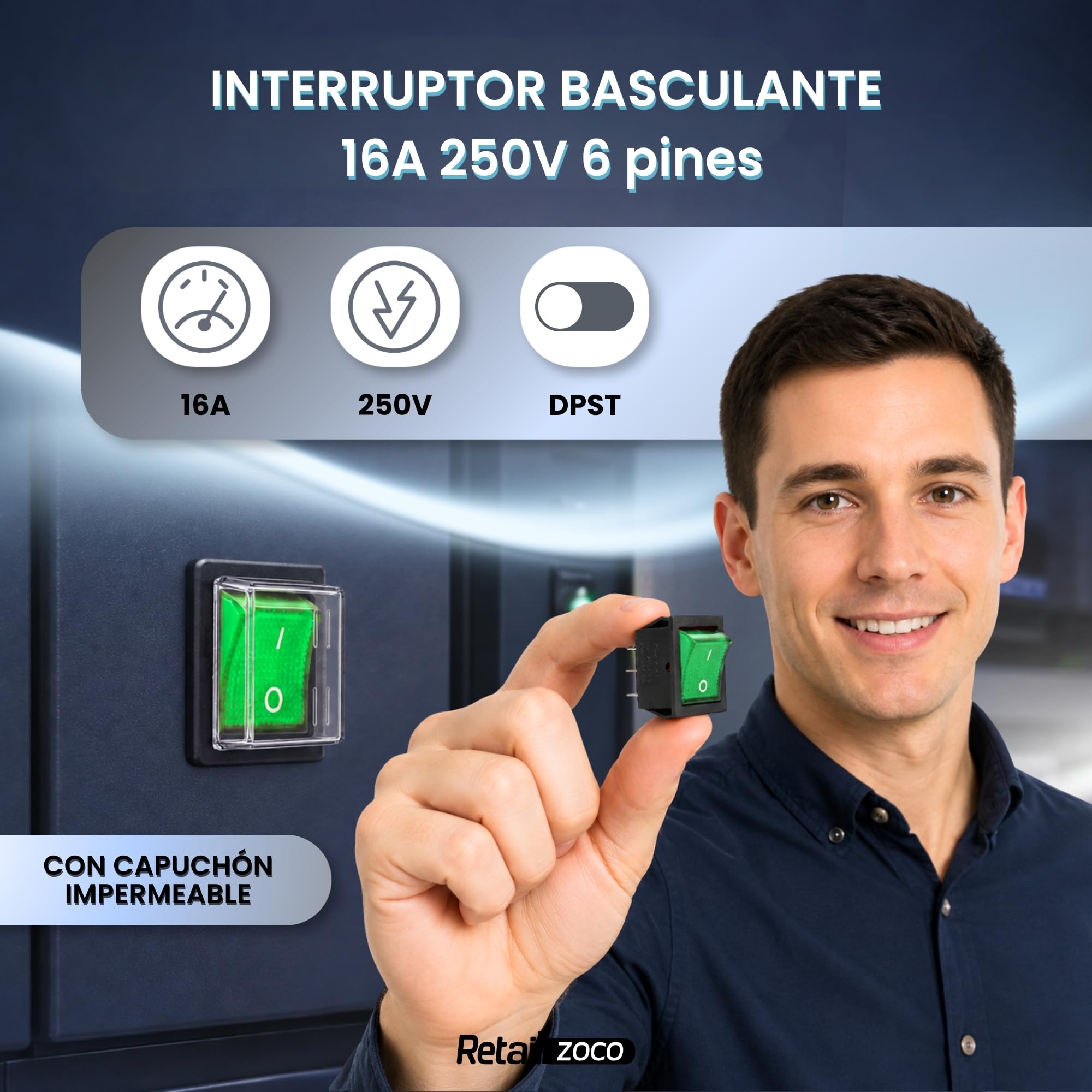 Interruptor Basculante DPST ON/OFF 4 pin, Impermeable, 5 Unidades - imagen 2
