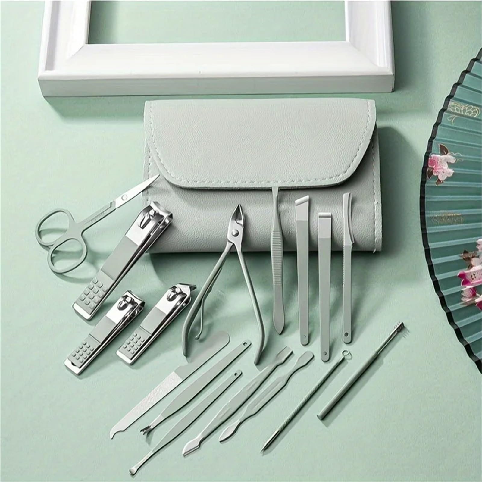 Set de manicura con estuche Juego de herramientas manicura for cortaúñas, con estuche viaje portátil, pinzas for cutículas y kit cortador(Pinkl)