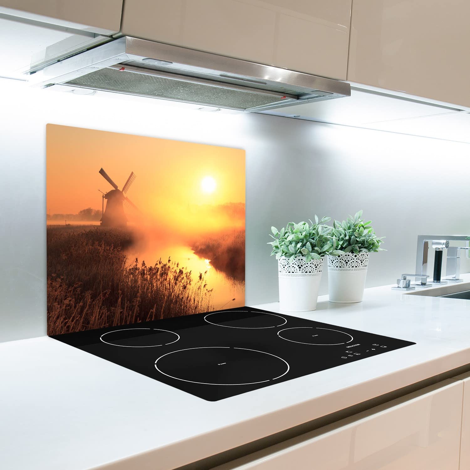 Decormat Schneidebretter Spritzschutz Schutzbrett 60x52 cm Küche Gehärtetes Glas Herdabdeckplatte - Sonnenwindmühle