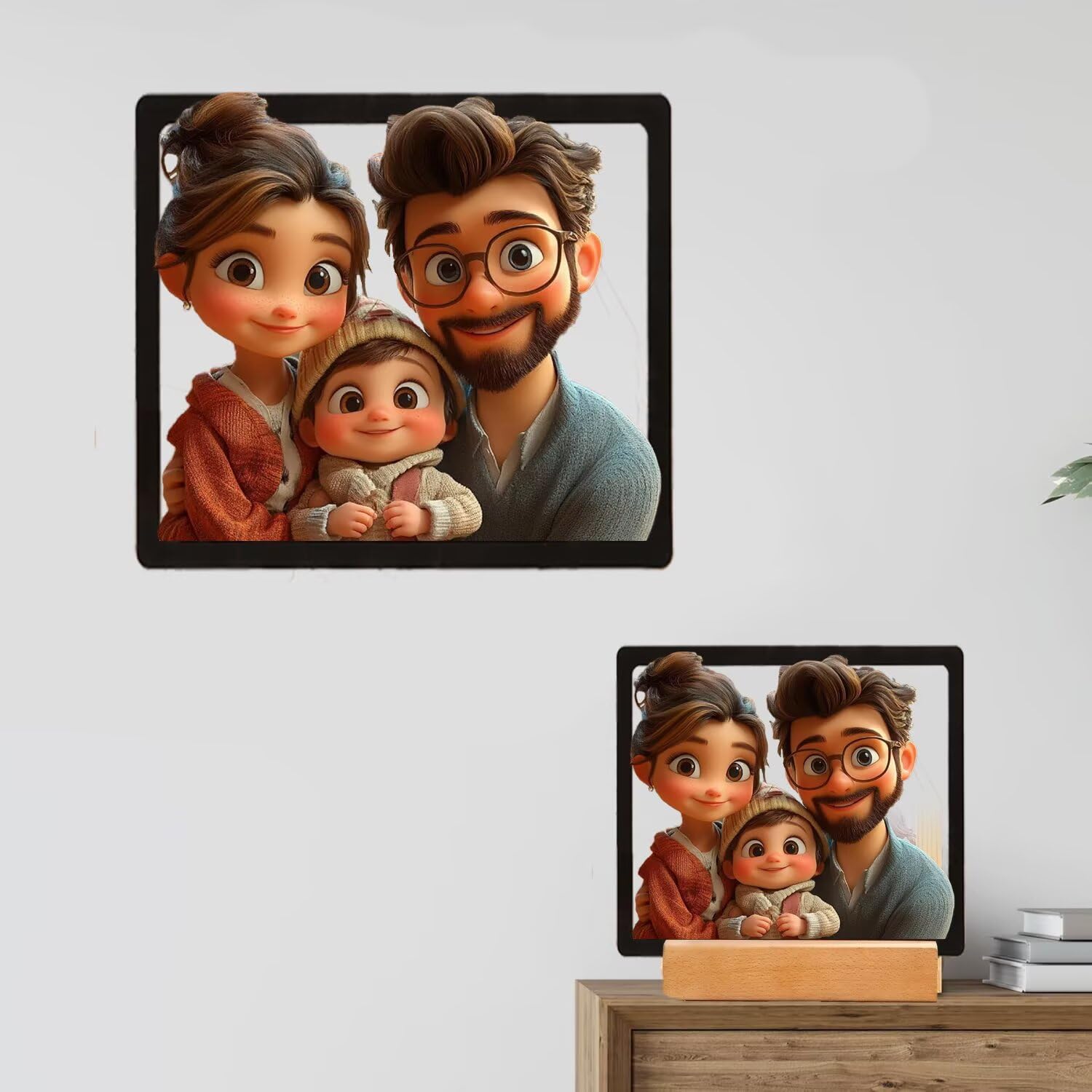 Personalisiertes 3D Cartoon Foto Auf Eisen – Individueller Portrait-Rahmen Als Geschenk