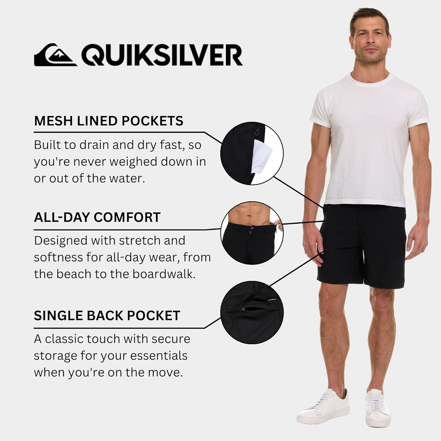 Quiksilver Shorts for Men Big and Tall, Hybrid Stretch Amphibian Quick Dry Short - Image 5