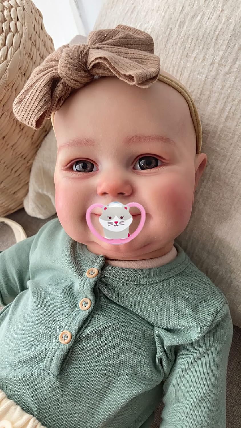 24 inches 60CM So Truly Huge Baby Size Sweet Smiling Realistic Newborn Toddler Girl Dolls with Hand Drawing Hair, Soft Weighted Body Reborn Cuddly Baby Dolls Gift Set with Bottle and Pacifier