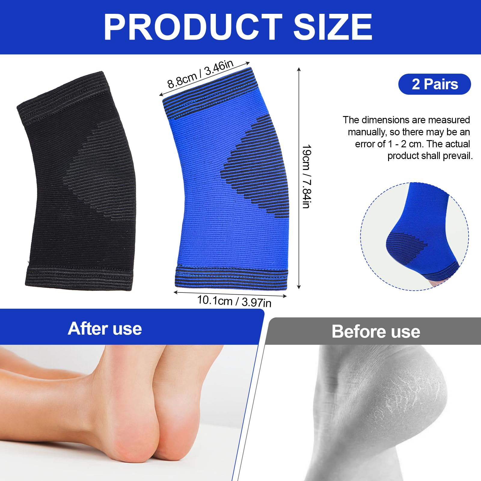 2 calzini per talloni, cavigliere, calze a compressione, cavigliera, per bambini, fascia flessibile per caviglia, morbidi e traspiranti