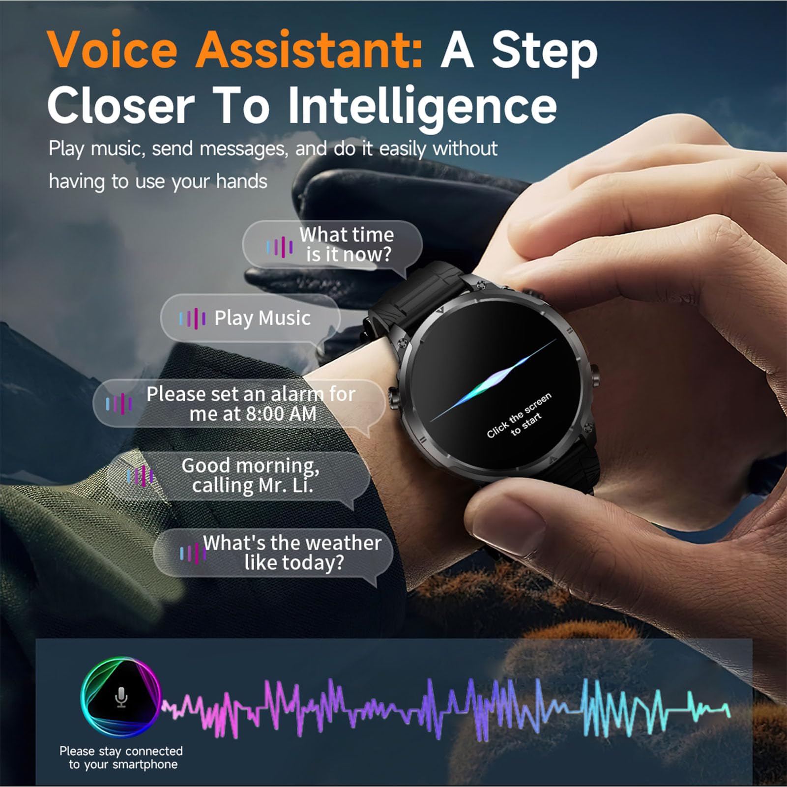 GPS Orologio Collegato Uomo Donna Sport Impermeabile Multiattività Pedometro Chiamate Bluetooth10 giorni di autonomia Monitor Frequenza Bussola Monitoraggio della Pressione Atmosferica, Altimetro 1ATM