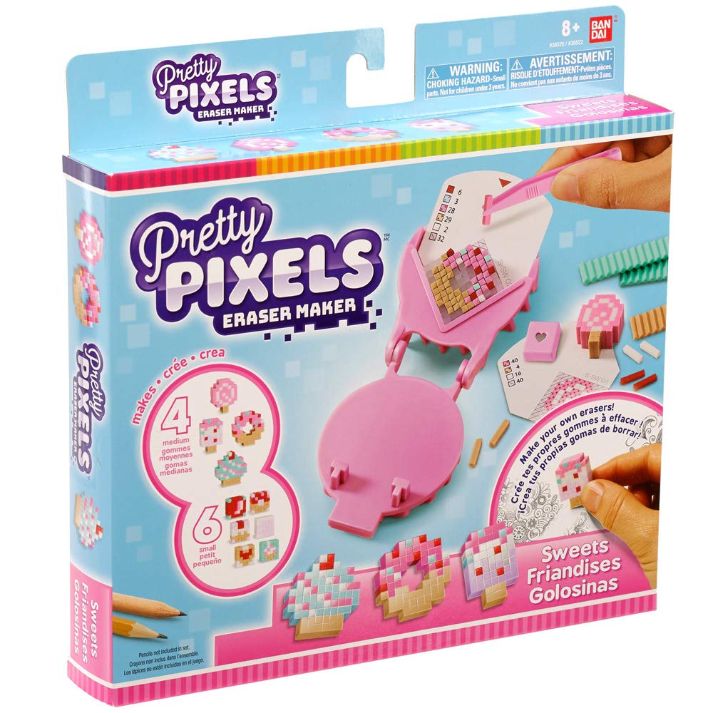 Pretty Pixels Bandai Krazy Pixels – fabryka gumek do ścierania – zestaw startowy – temat słodyczy – majsterkowanie – 38522