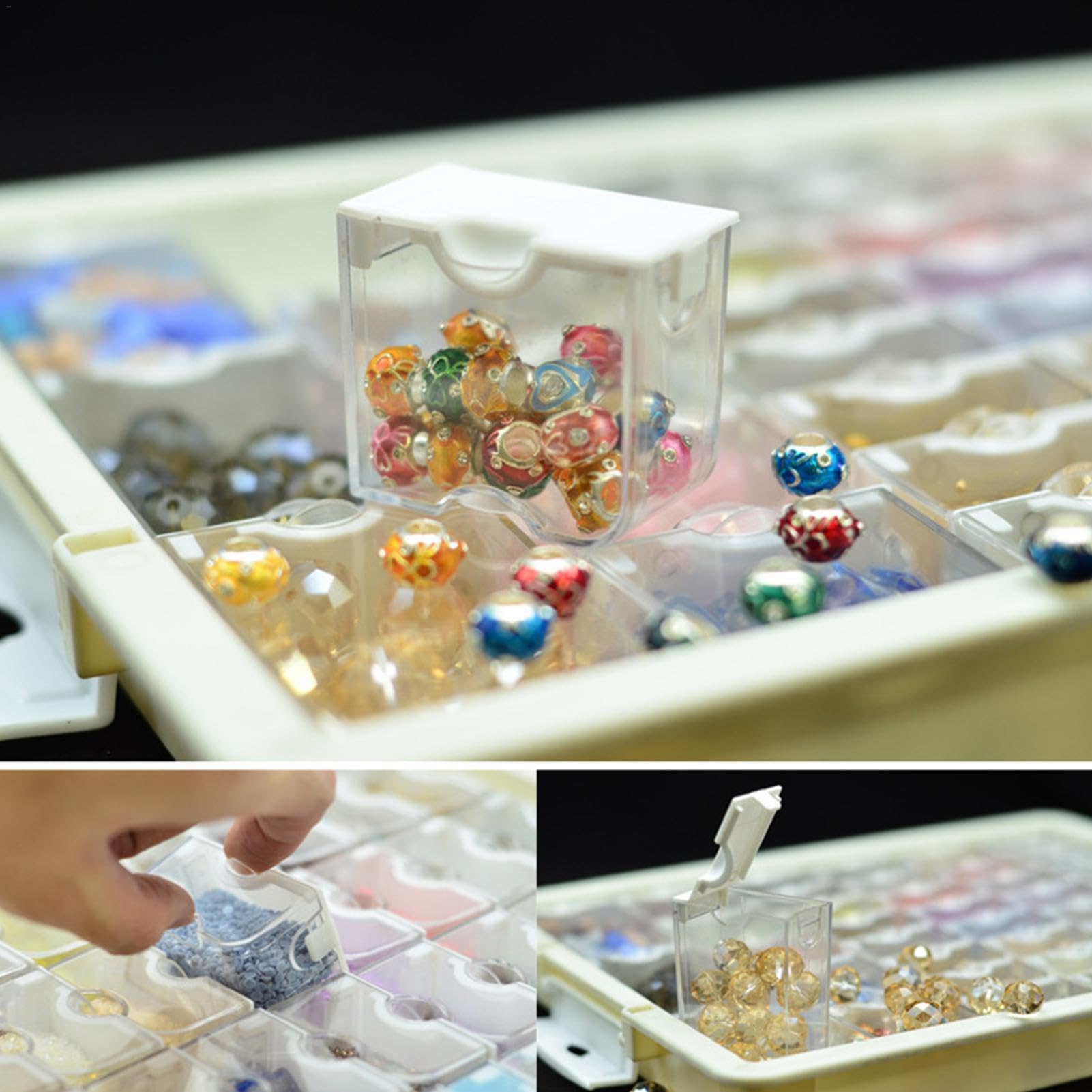Contenitore per organizer con strass, vetrina trasparente per