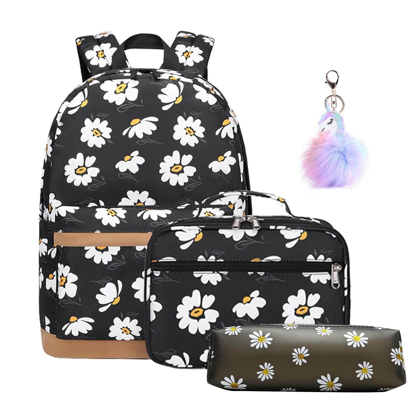 SEDEX Cartable Fille Primaire, Imperméable Léger Sac à Dos avec Toile Fermeture Éclair, Porte-Clés pour École