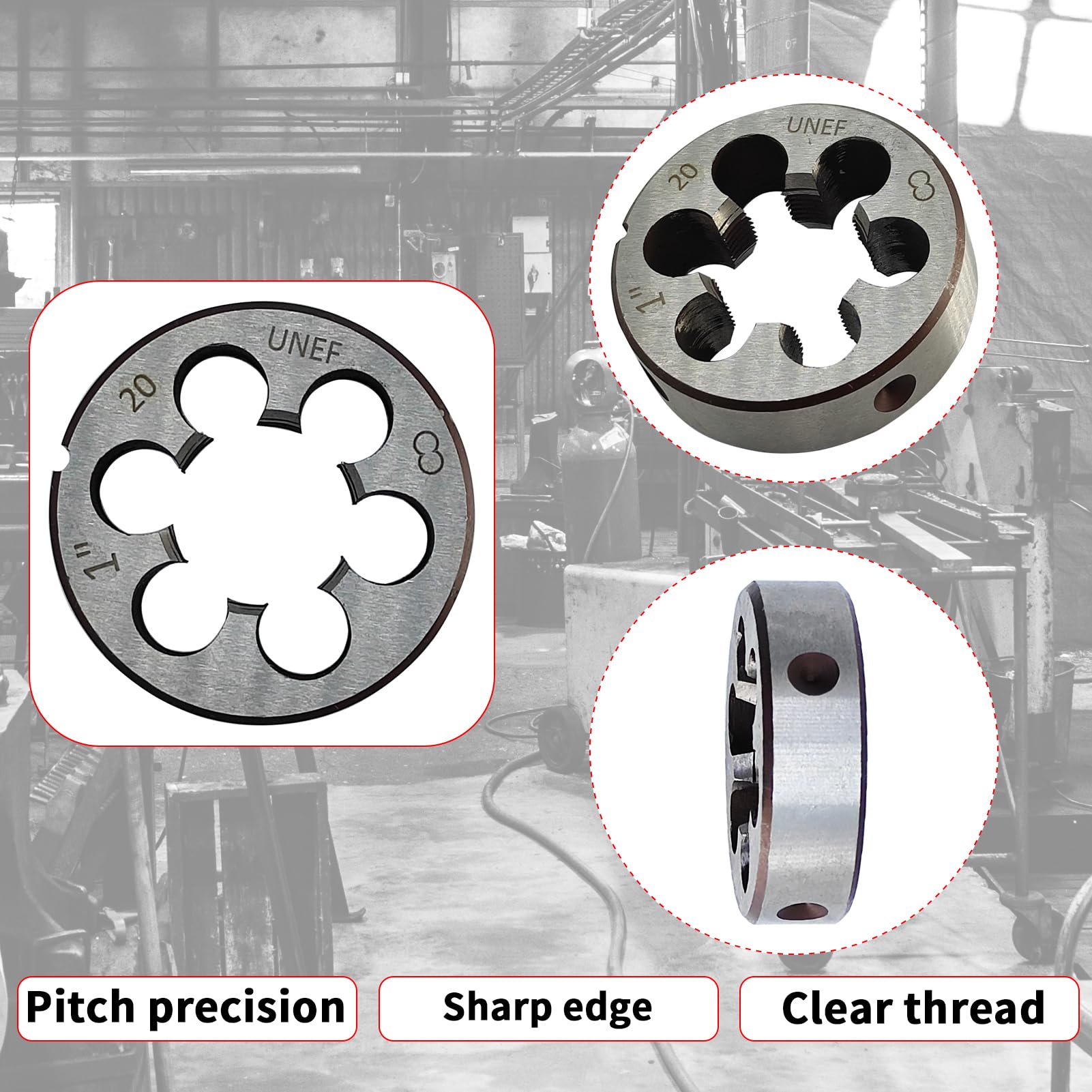 1"-20 Die UNEF 1"-20 TPI Right Hand Nominal Diameter 1" Thread Per Inch 20 Fin Thread Tolerance Grade 2B Right Hand Thread High Speed Steel HSS — Amazon image 4