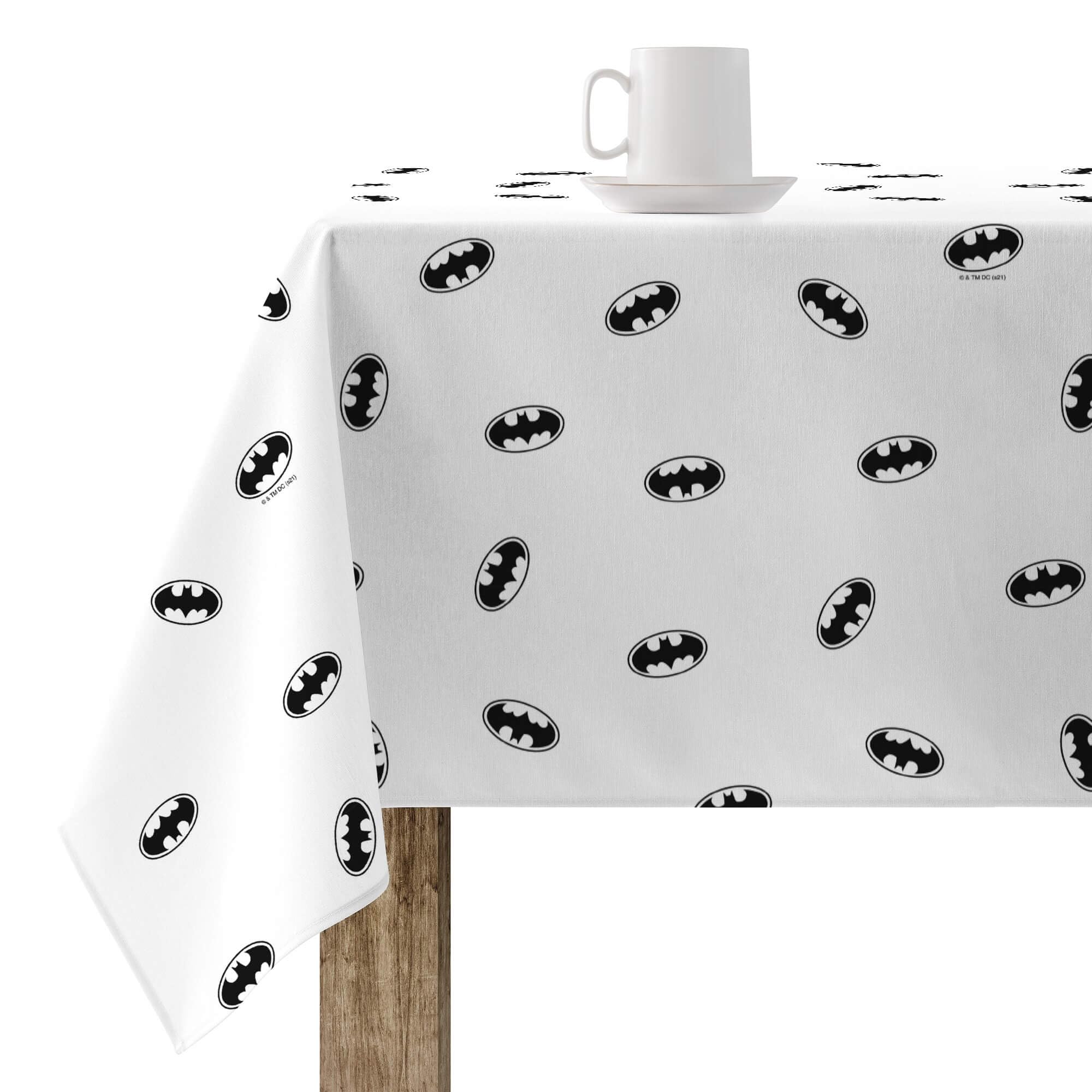 BELUM Nappe anti-taches Modèle Batman White | Nappe anti-taches en téflon | Nappe rectangulaire résinée | Nappe de table | Nappe de table | Table de cuisine | Nappe de table maison (250 x 140 cm)