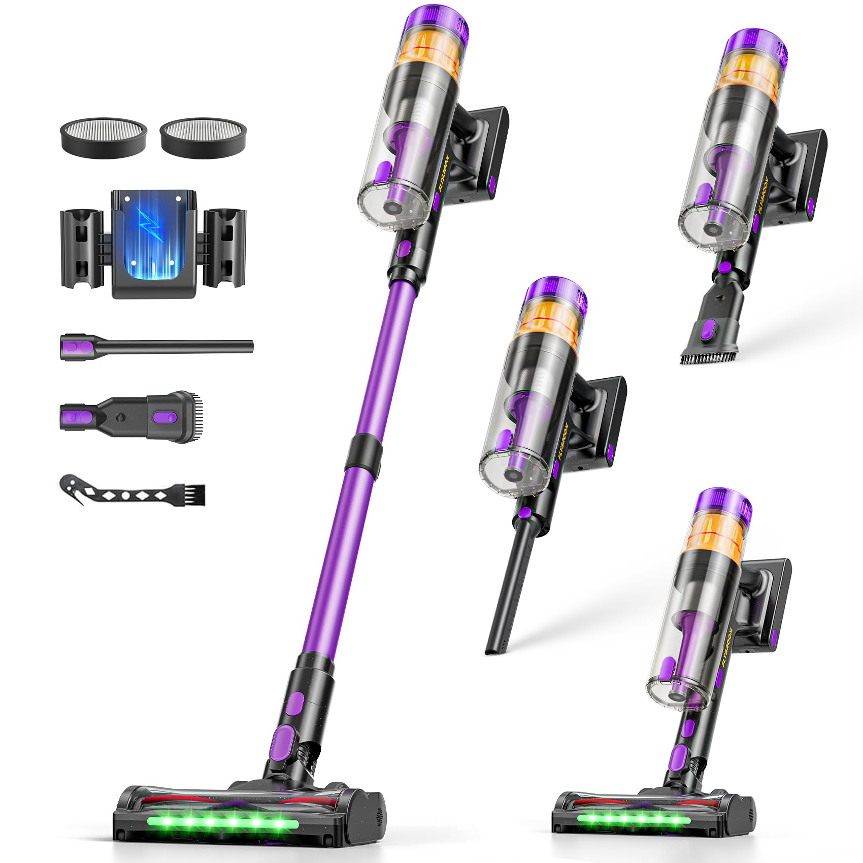 Cordless Vacuum Cleaner 650W 48KPa Vacuum Cleaners for Home Self-Standing Stick Vacuums with LED Display Anti-Tangle Lightweight Stick