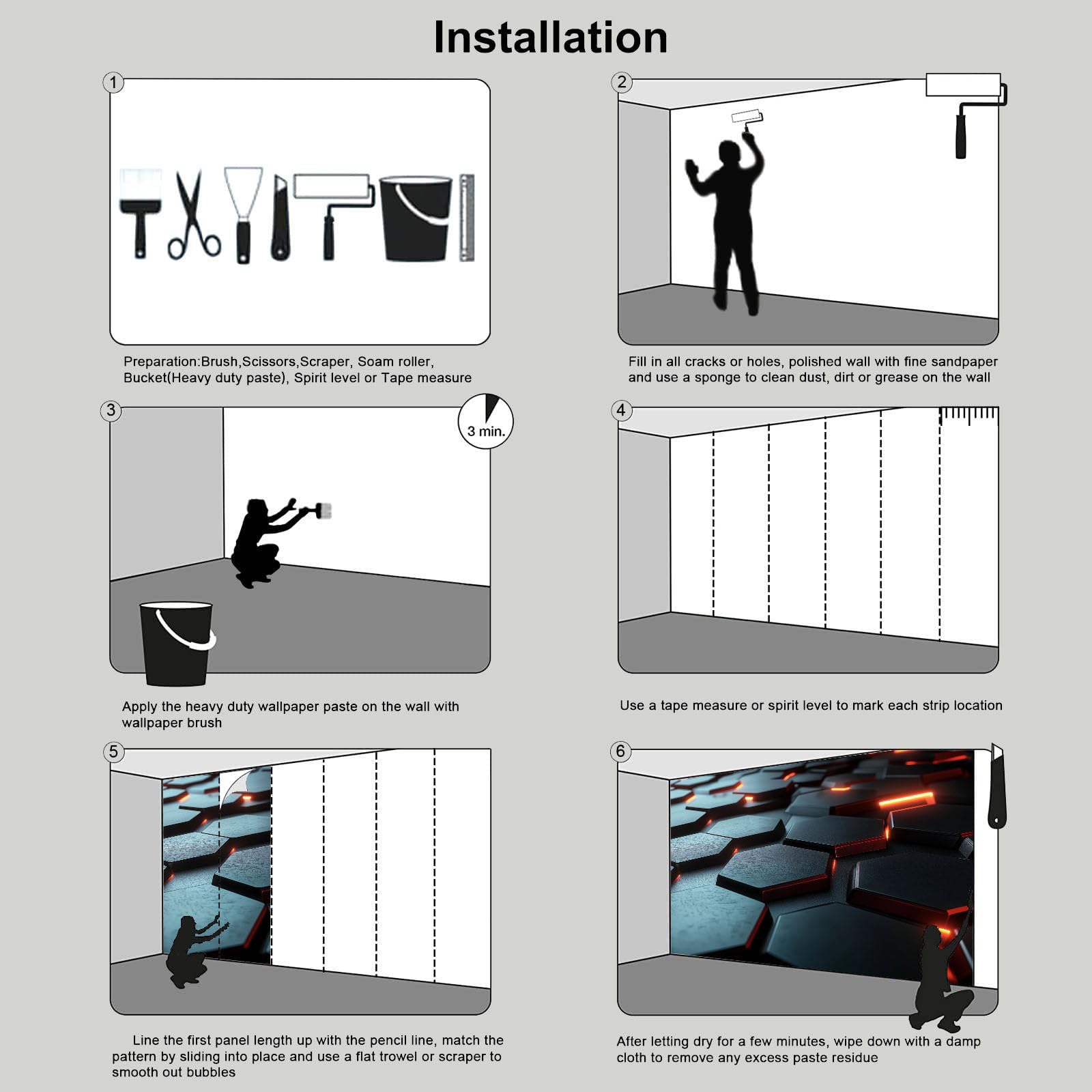 Carta da Parato Foto con Design di Fantascienza spaziale, 400x280cm - Stampa Artistica Premium da Parete, Poster Decorativo Moderno - modello esagonale - nero
