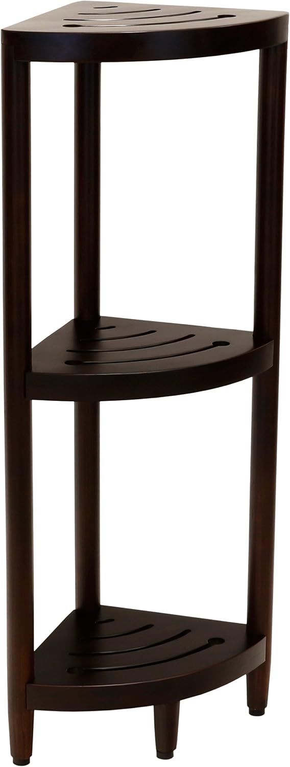 AquaTeak Kai Mocha-Shield Corner Teak Bath Shelf