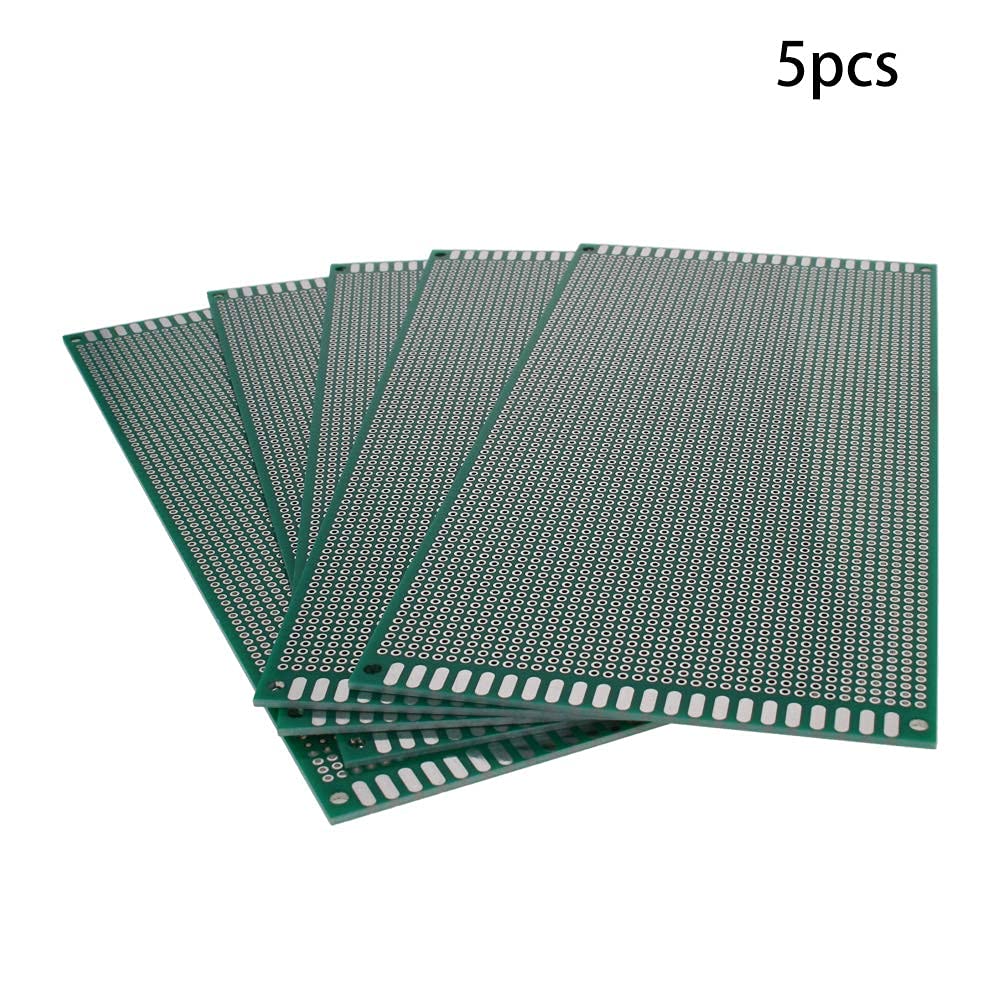 Heyiarbeit Dwustronna płytka PCB ocynowana otwory przelotowe uniwersalna płytka drukowana do samodzielnego lutowania projektów elektronicznych, 5 szt., 10 x 22 cm, obwód testowy