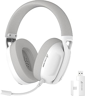 ATTACK SHARK L80 Wireless Gaming Headset, 2.4Ghz USB Gaming Headphones with Bluetooth 5.2, 50H Battery, Noise Canceling Mic, 3.5mm Wired, Wireless Headset for PC Nintendo Switch PS5 PS4 Mac（White