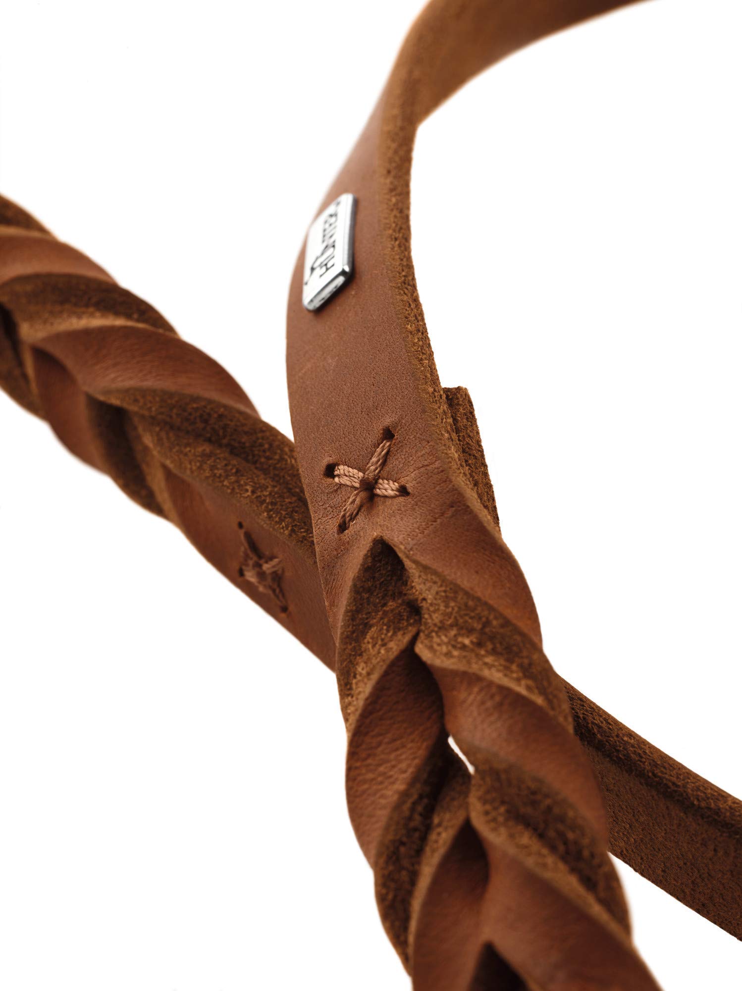 HUNTER verstellbare Führleine SOLID EDUCATION, Farbe: cognac, Leder, geflochten, robust, weich, Größe: 18/200