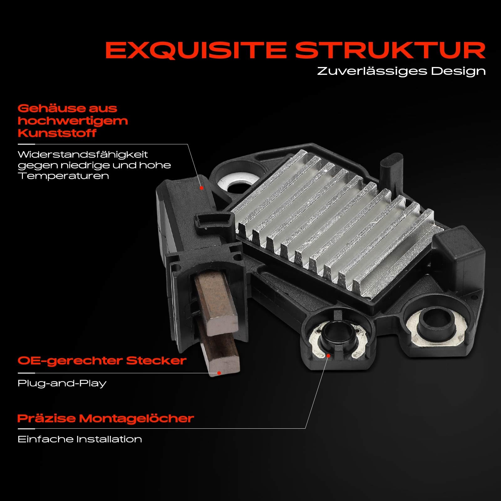 Frankberg Regulador de alternador regulador de generador 1 polo 12V | 06E903803T; Compatible con: A4 Avant 8K5, A4 Allroad 8KH, A5 Sportback 8TA, A5 8T3, Q5 8RB, A4 8K2, A5 Cabriolet 8F7