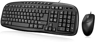 Adesso AKB-133CB - Keyboard and Mouse Combo, Wired, Desktop Keyboard, Ambidextrous Mouse, Multimedia Hotkeys - Compatible ...