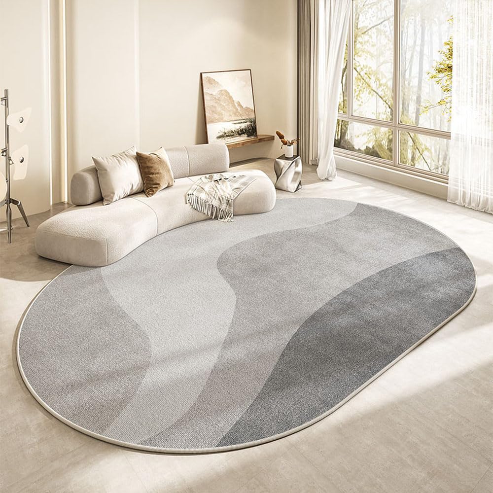 Tapis ovale salon moderne grande surface lavable pour chambre 80 x 160 cm