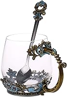 Vista 8 de Taza de café hecha a mano con corona esmaltada de cristal transparente con asa, ideas únicas de regalo de cumpleaños personalizadas para mujeres