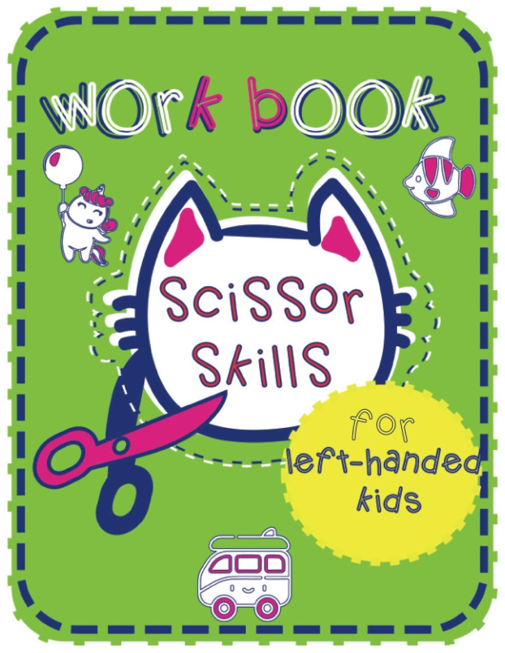 scissor skills for left handed kids: cut and paste book for left handed kids ages 4-8