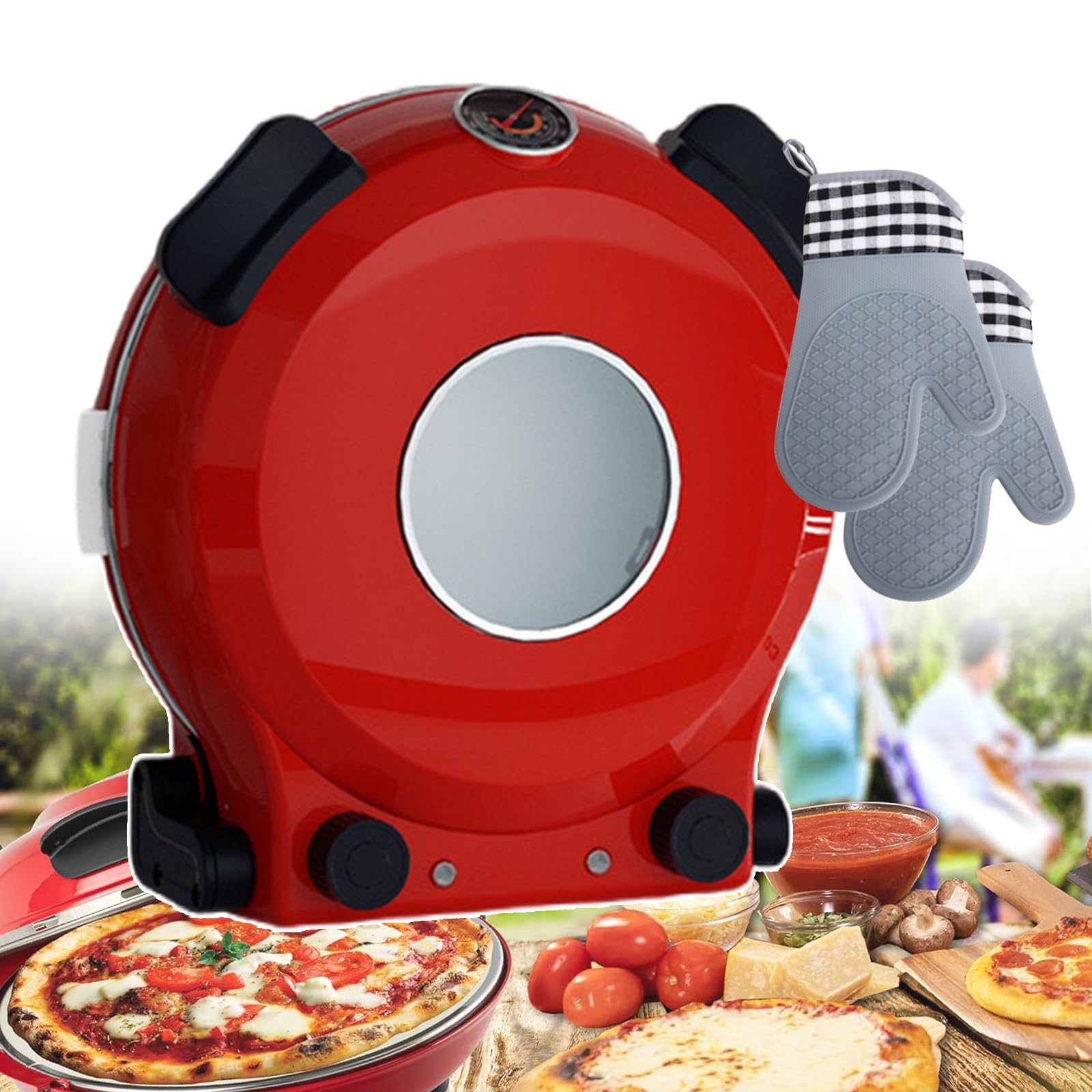 Forno per Pizza Automatico con Temperatura da 0 A 450℃, Mini Macchina per Fare La Pizza, Potenza di Riscaldamento di 1300W, Forno per Pizza Professionale con Grill per Uso Commerciale