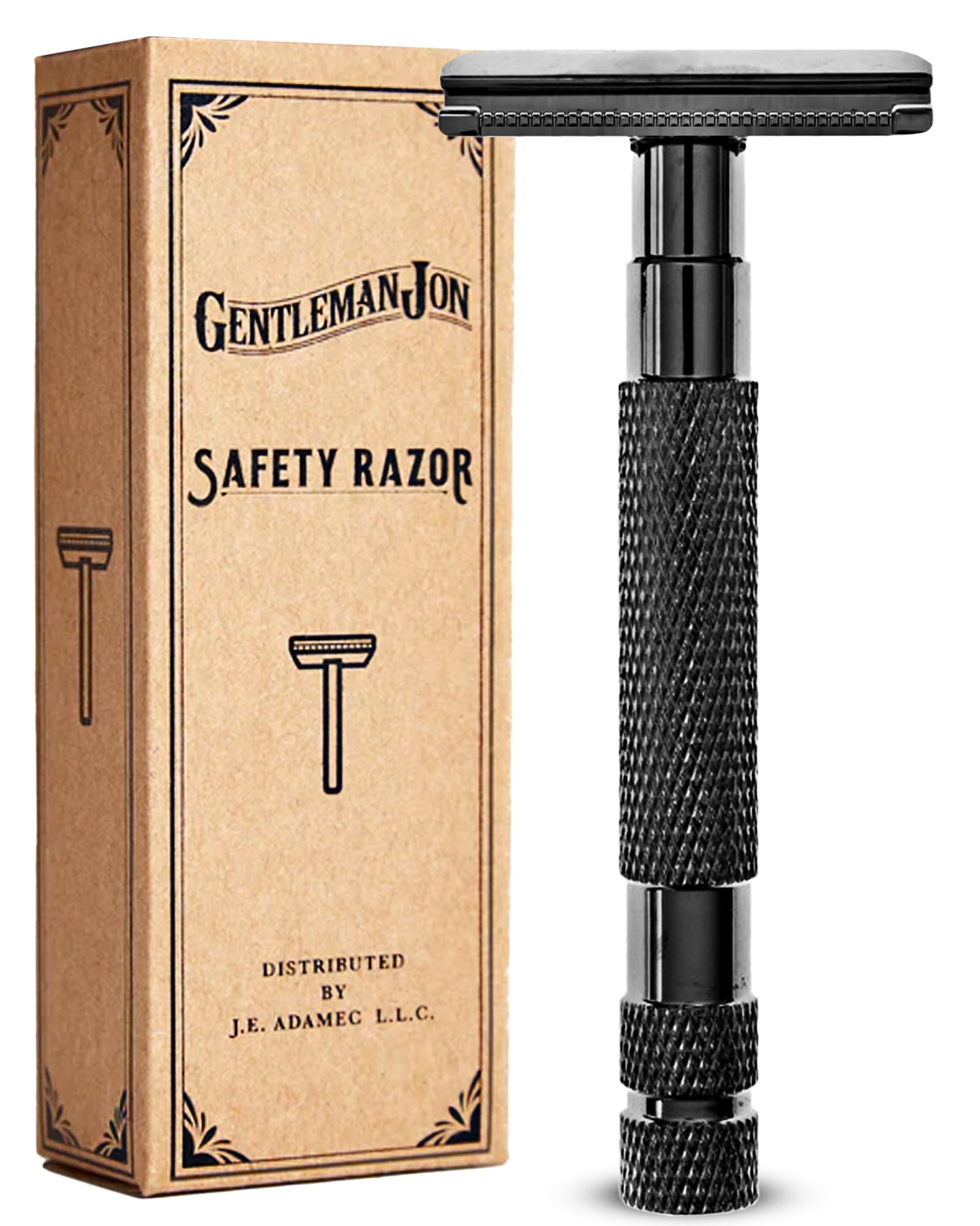 Gunmetal Safety Razor for Men, Double Edge Stainless Steel Razor, Precision Shaving with Heavy-Duty Construction, Designed for a Close Smooth Shave, Prevents Irritation, Gunmetal Finish