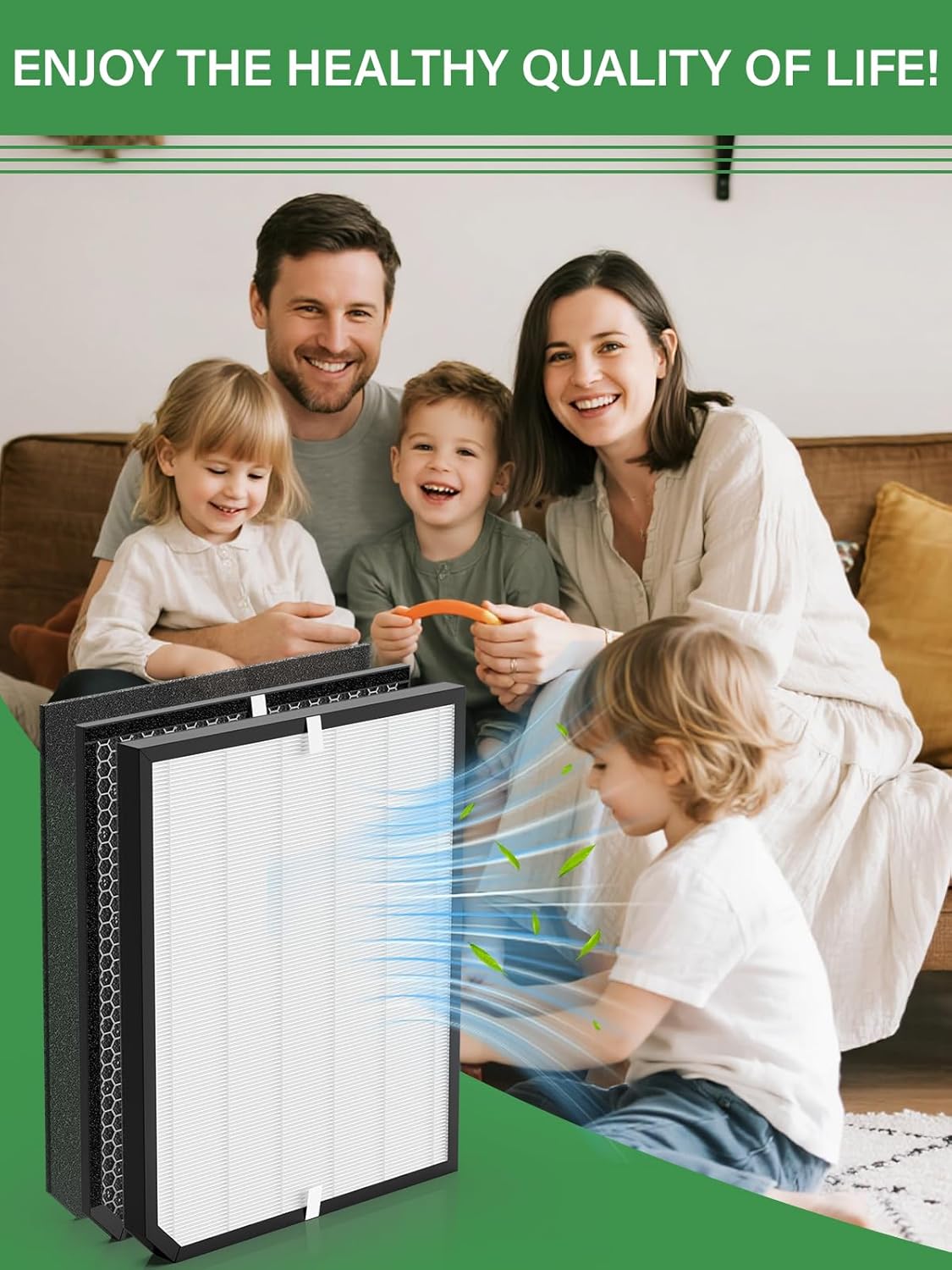 2000 Replacement Filters Compatible with Air Doctor 2000 & 2000i Air Purifiers, 1 High-Efficiency Filter, 2 Activated Carbon Filters and 4 Pre-Filters, Compare to Part # ADF2001, ADF2002, ADF2003