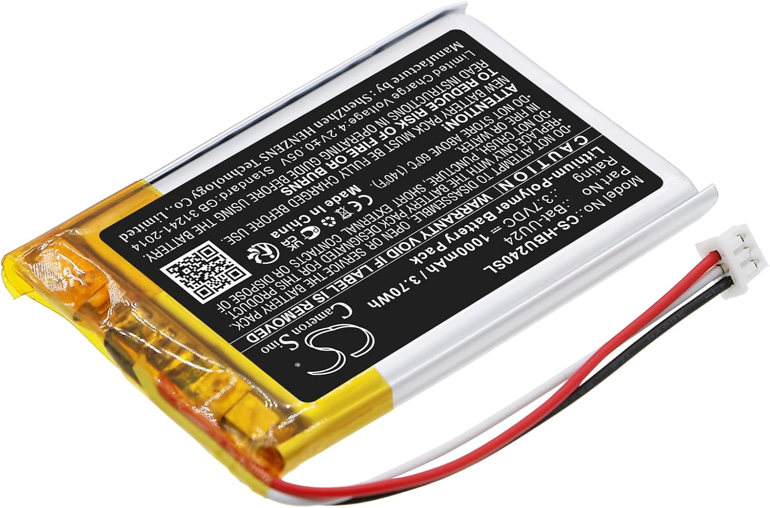 Cameron Sino Battery for GHB UU24, UU24RX PN:GHB Bat-UU24 1000/3.70Wh