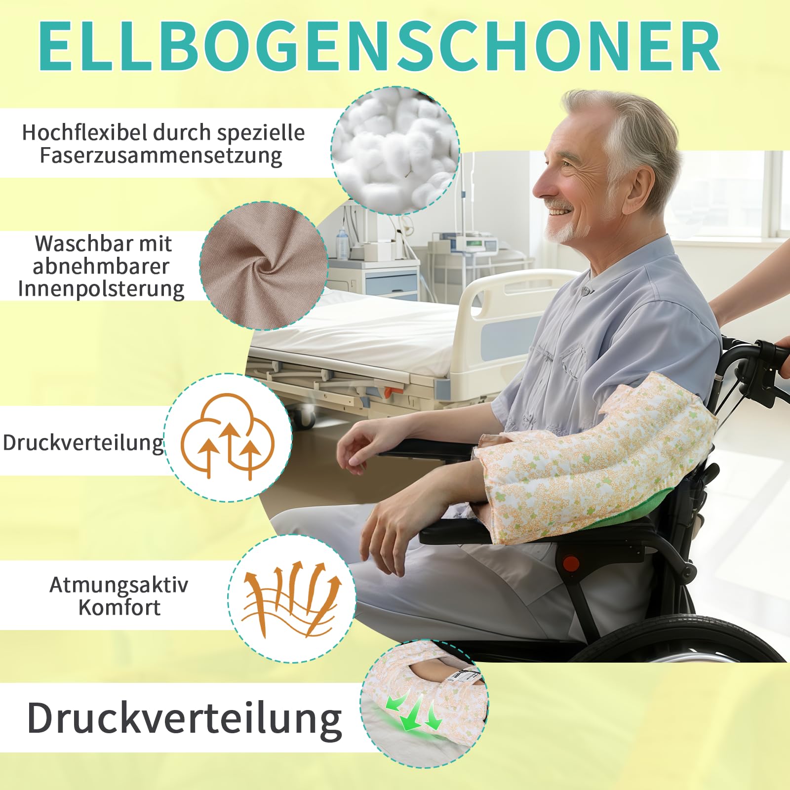 Ellbogenschützer für Senioren & Erwachsene – Bunte, waschbare Polster zur Druckentlastung