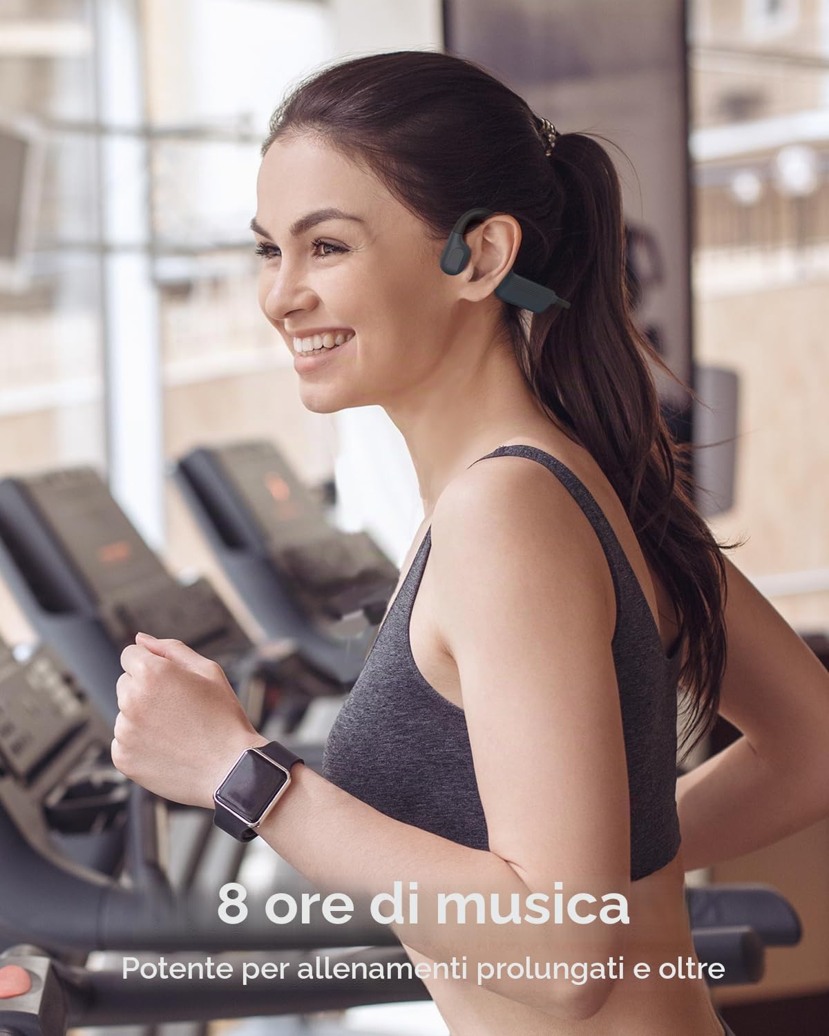 MONODEAL Cuffie da nuoto IP68 impermeabili con suono osseo Bluetooth 5.4, cuffie Bone Conduction Headphones con memoria lettore MP3 da 8 GB, cuffie aperte per nuoto corsa