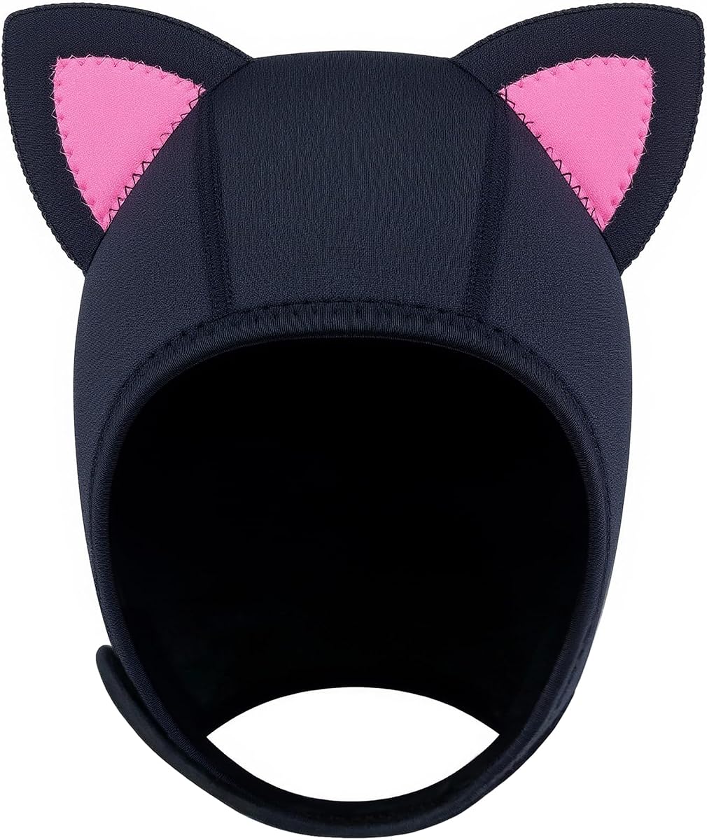 Capucha de Buceo, Capucha de Traje de Neopreno Térmico con Orejas de Gato para Hombres y Mujeres | Gorro de natación de neopreno de 3 mm con ventilación de flujo, gorro de traje de neopreno para bucear, practicar surf, deportes acuáticos