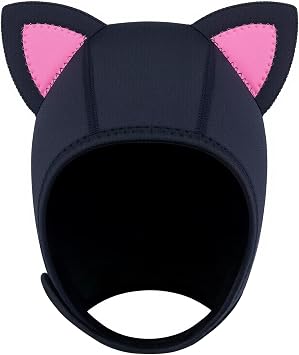 Scuba Hood Cat Ears Thermal Wetsuit Hood for Men Women 3mm Neoprene Swim Cap with Flow Vent for Snorkeling Diving Surfing Water Sports
