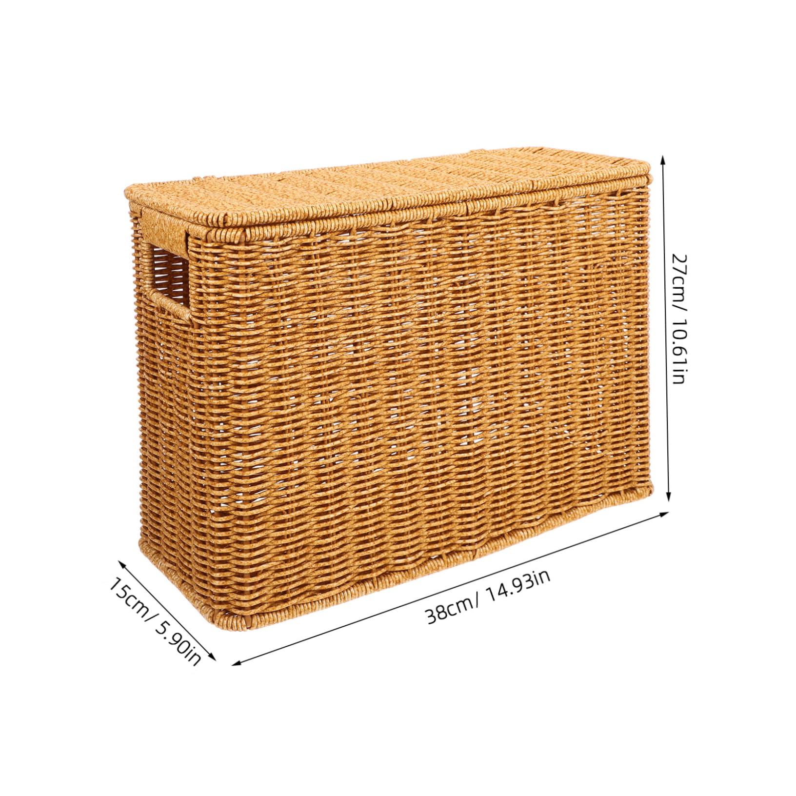 Cesta Estrecha y Alta de Almacenamiento Tejida con Tapa y Asa Organizador Portátil para Juguetes Revistas y Objetos Varios Diseño Ligero y Seguro para Uso Doméstico y Exterior