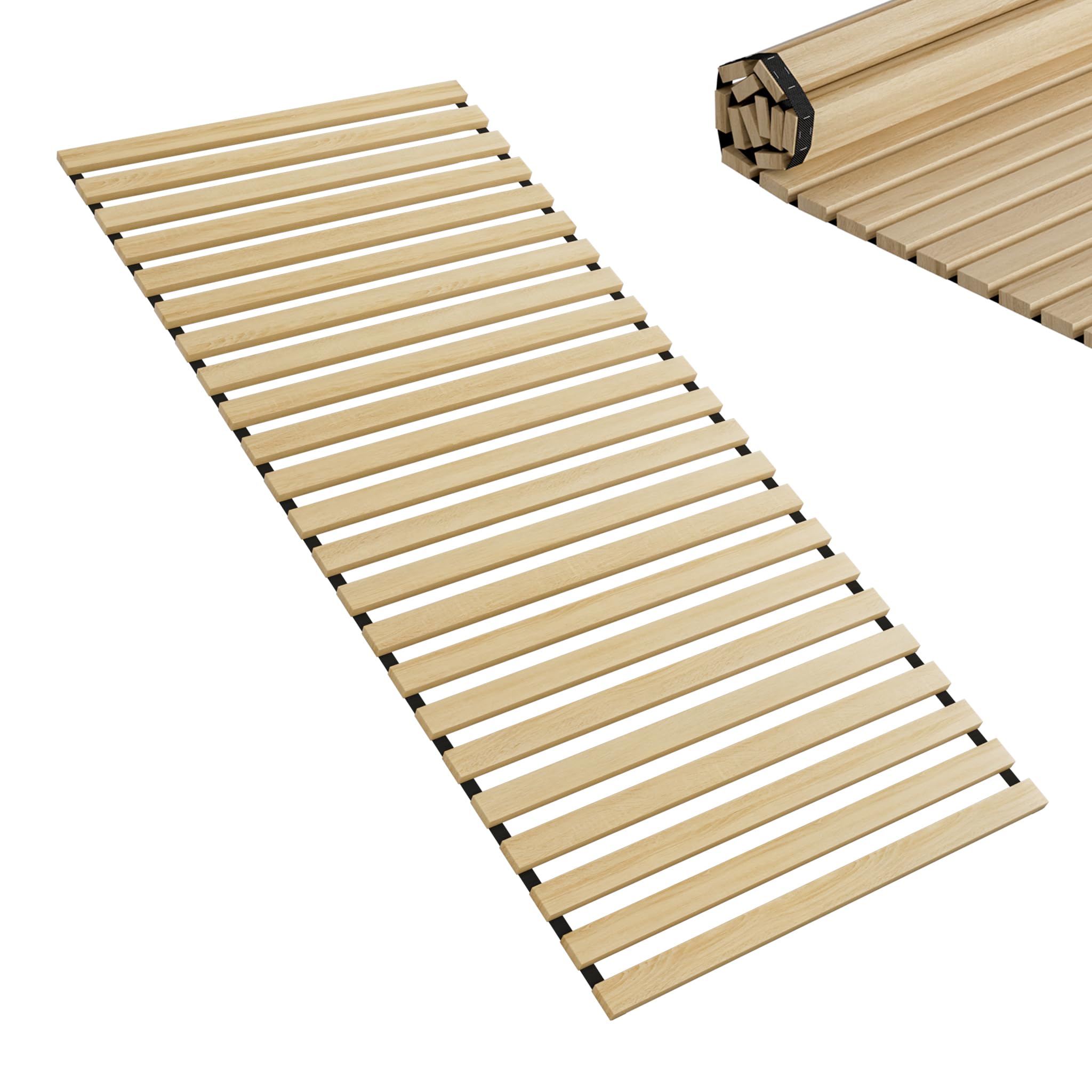 FIVMEN Lattenrost 90x200cm Lattenroste mit 23 Leisten Rolllattenrost Rollrost aus Chinesische Tanne Lattenrahmen mit Schwarz Gummiband für alle Matratzen Geeignet, belastbar bis ca. 300 kg