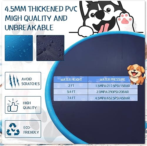 Miniatura 3 de Lewtemi Alfombrilla antideslizante gigante de 10 pies de 120 pulgadas para adultos, niños y perros, piscina con aspersor gruesa de verano al aire