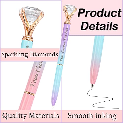 Miniatura 2 de Farmelov Bolígrafos personalizados a granel con grabado sin nombre, bolígrafos de diamantes personalizados, texto personalizado, regalos