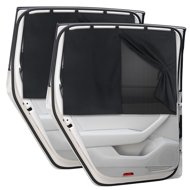 Protetor Solar Magnético para Janela Lateral Traseira de Carro com Dupla Camada DIZA100 Preto Kit com 2 peças
