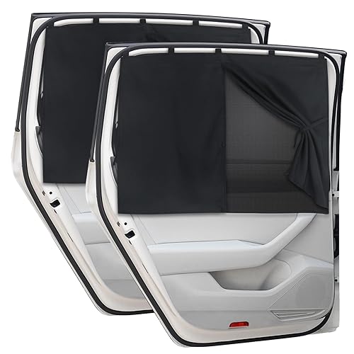 Car Window Shades, 2 PCS Magnetic Double Layer Auto Sun Shade for Side Windows Privacy Full Covers/Half Shade Options Back Car Window Curtains for Baby Protection