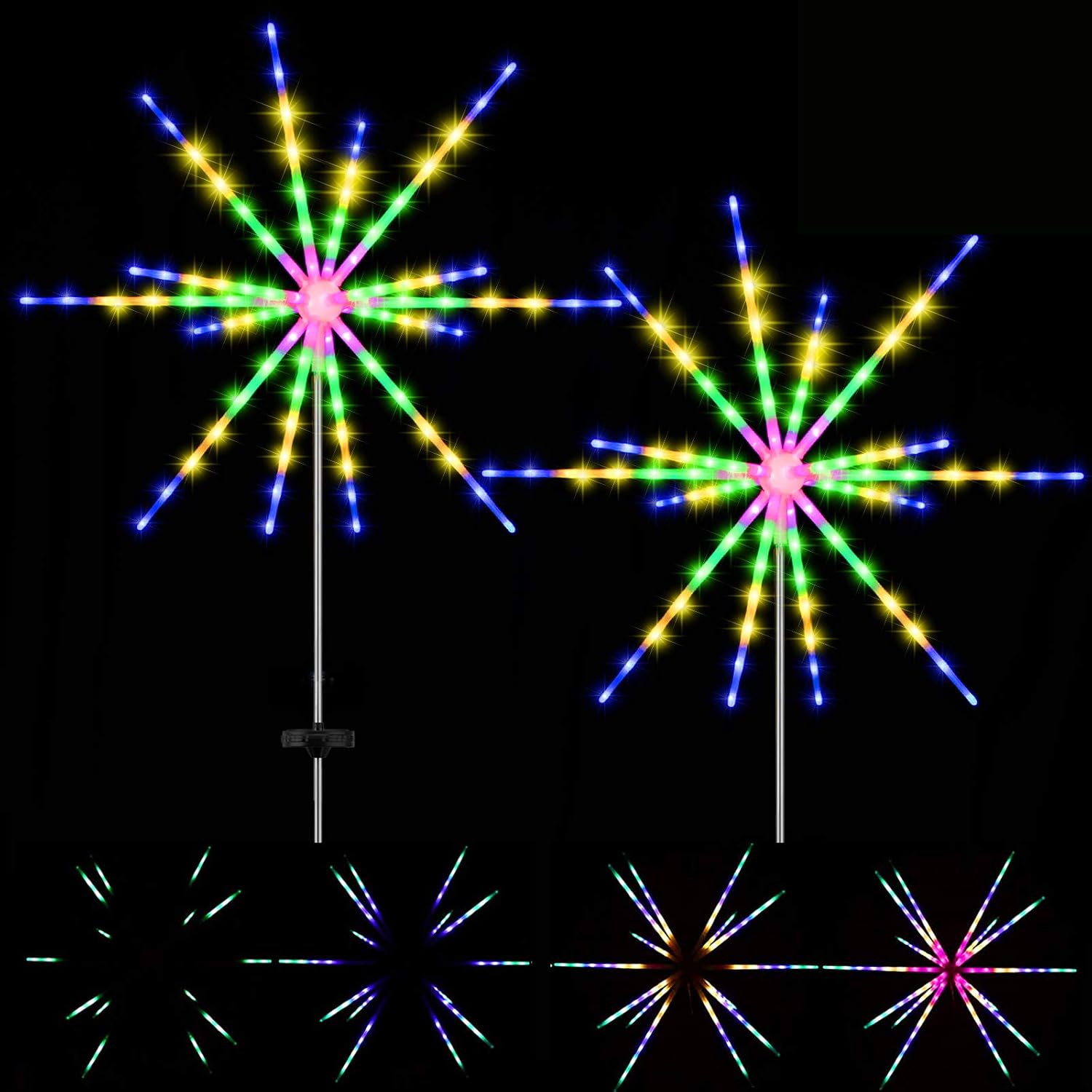 Solar Firework Lights LED Decorative Star Lights Halloween Lights Outdoor Solar Flowers Lights Outdoor Garden Waterproof Decorative Solar Lights Outdoor Gardens Christmas Decorations