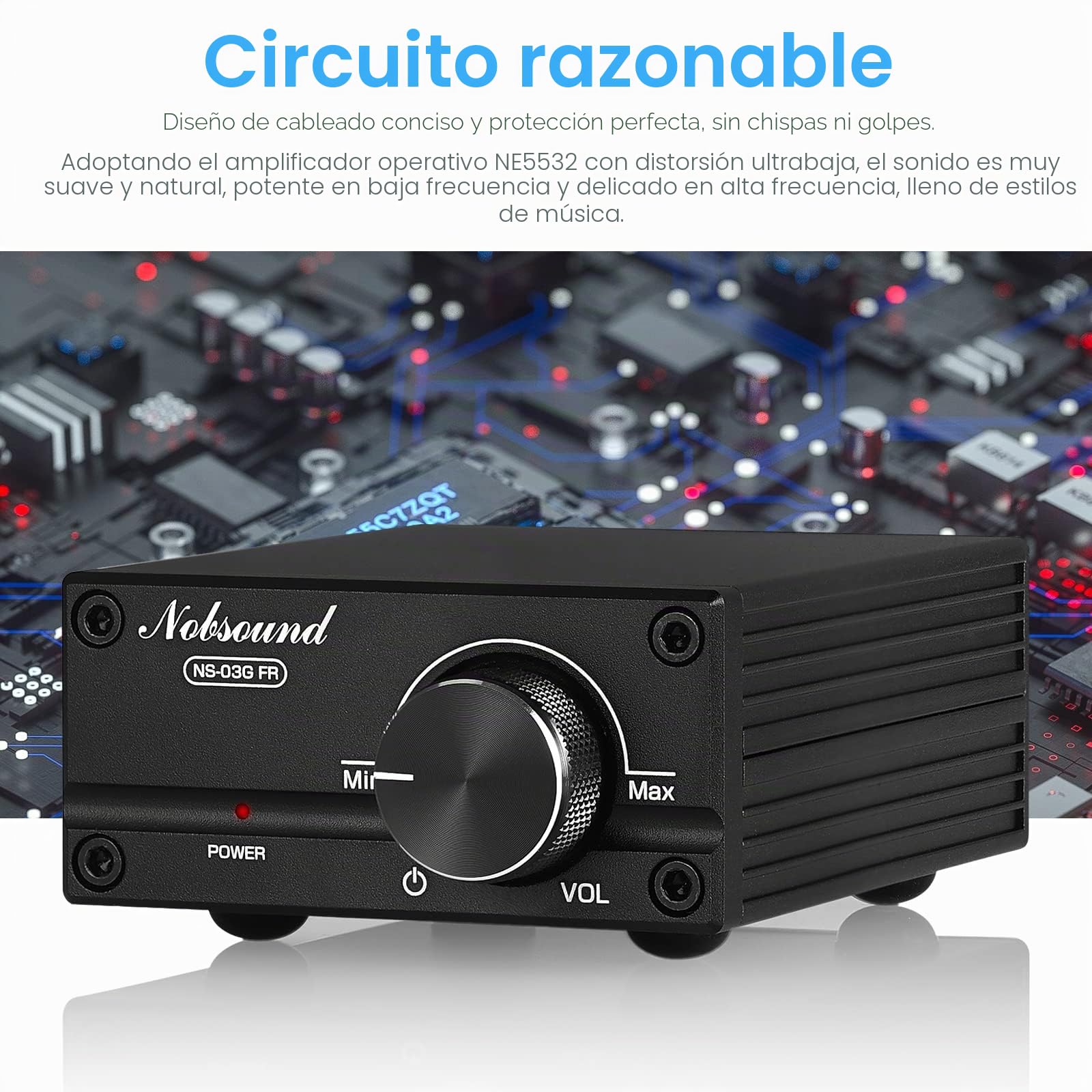 Nobsound Amplificador de potencia digital de 100 W Full Frequency Mono Channel Audio Mini Amp with Power Supply (Black)