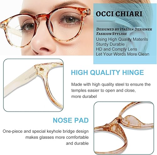 Miniatura 4 de OCCI CHIARI 1.5 Anteojos de lectura para mujer, resistentes para lector 150 (1.0 1.25 1.5 1.75 2.0 2.25 2.5 2.75 3.0 3.5 4.0 5.0 6.0) más grandes y