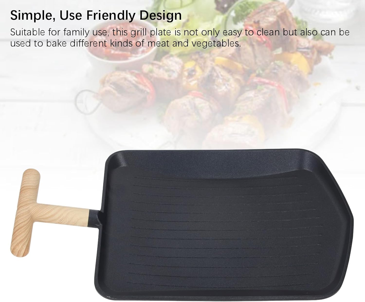 FLEXMAN Grill Pan, Aluminum Alloy Nonstick Multifunctional Griddle Square Indoor Outdoor Skillet Grilling Skillet Steak Pan for Camping Gatherings, Stovetop Barbecue