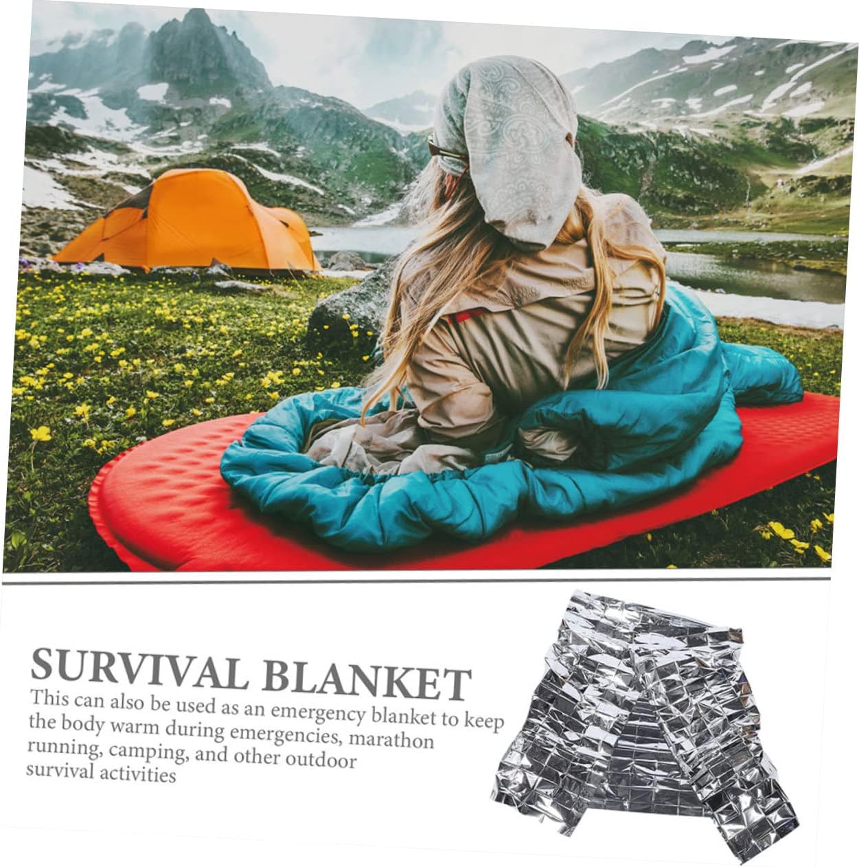 5pcs Survival Thermal Emergency Blankets Warm Windproof for Camping Hiking Outdoor